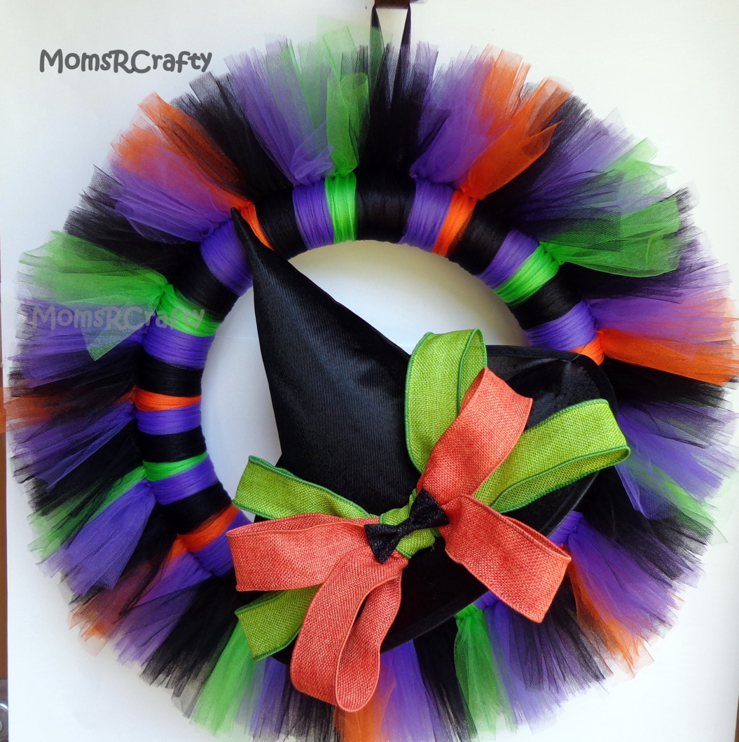 Halloween Tulle Wreath with Witch Hat Witch Hat Wreath
