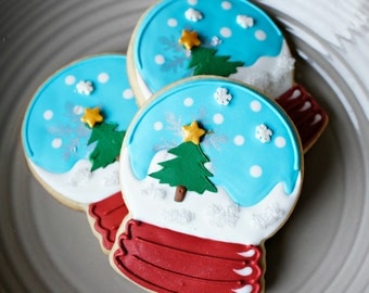 Snow Globe Christmas Cookies - 1/2 or Full Dozen Christmas Sugar Cookies