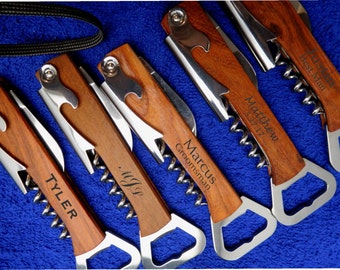 Groomsmen Bottle Opener Gift Corkscrew, Mens Birthday, Engraved Custom Bottle Opener, Personalized Best Man Groom Wedding Party Gift Set
