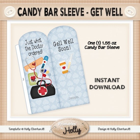 Candy Bar Sleeve Get Well Soon Instant Download Printable