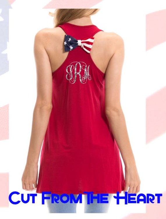 Red White And Blue Tank Top
 Red White and Blue Tank Top With Monogram Razor Back With