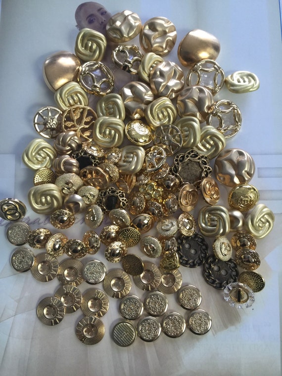 100 Fancy gold buttons shank gold button /bulk shank buttons