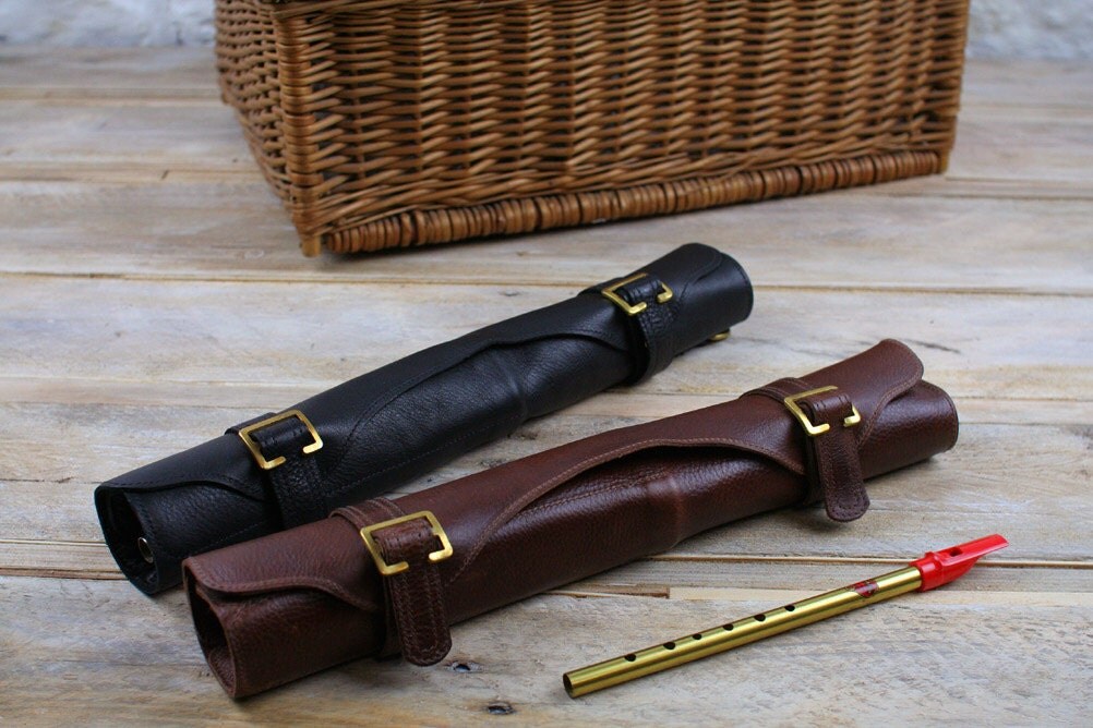 Leather penny whistle case leather tin whistles sleeve with