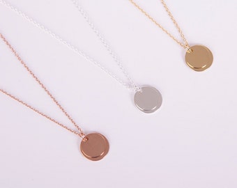 Silver Gold Or Rose Gold Necklace Disc Coin Rose Silver Or Gold Plated Necklace Choose your Colour