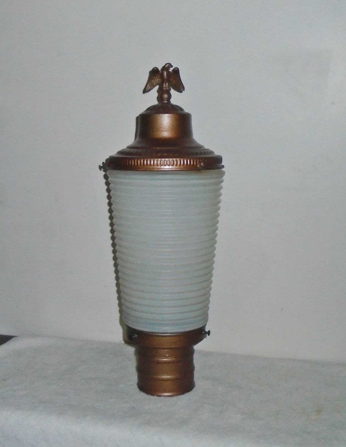 Antique Indoor / Outdoor Electric Lamp Post Lantern w Ribbed