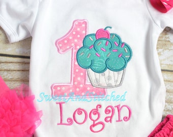 Girls 1st Birthday Cupcake Outfit - Cupcake 1st Birthday Shirt - Girl's 1st 2nd 3rd 4th 5th birthday cupcake shirt - birthday tutu outfit!