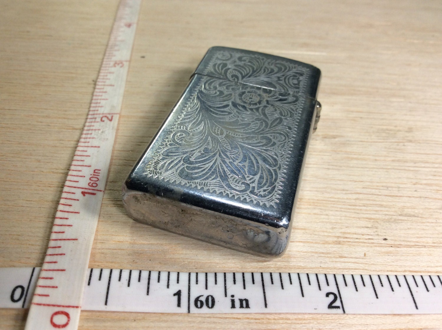 Vintage Zippo Lighter Slim Fancy Used