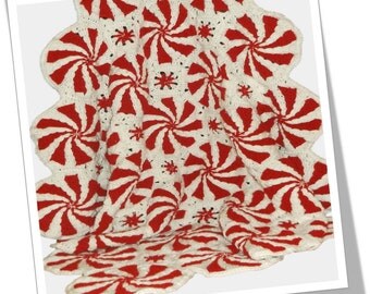 Peppermint Swirl Crochet Mosaic Throw Lap Robe Afghan Blanket (Made-to-Order)