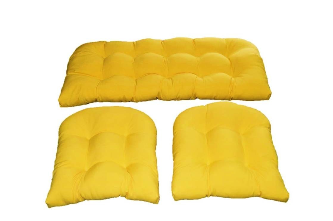 3 Piece Indoor / Outdoor Wicker Cushion Set Solid Yellow