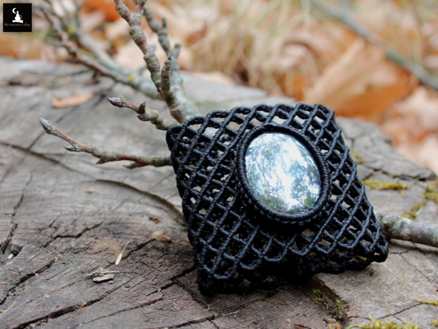 Hematite Macrame Bracelet Black bracelet Gothic