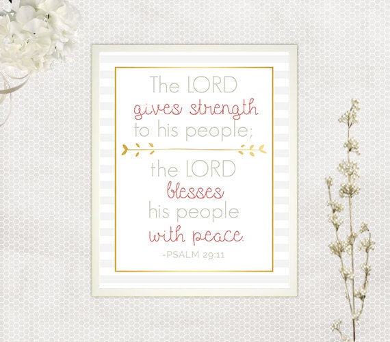 Psalm 29:11 Scripture Printable Bible Verse Art Gray