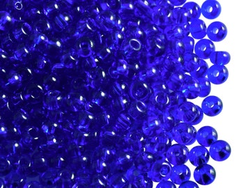 20gr 6/0 Preciosa Czech Glass Seed Beads Dark Sapphire Transparent (6SB033)