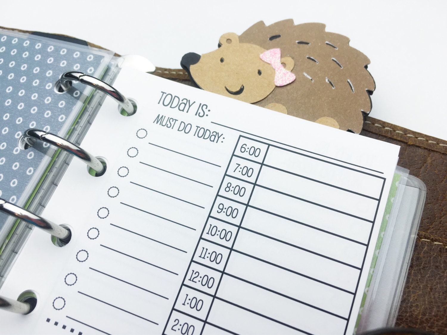 Printed pocket size day on one page planner inserts 30