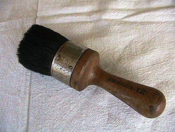Vintage Painting brush large round wood handle by TheBirdieBooth