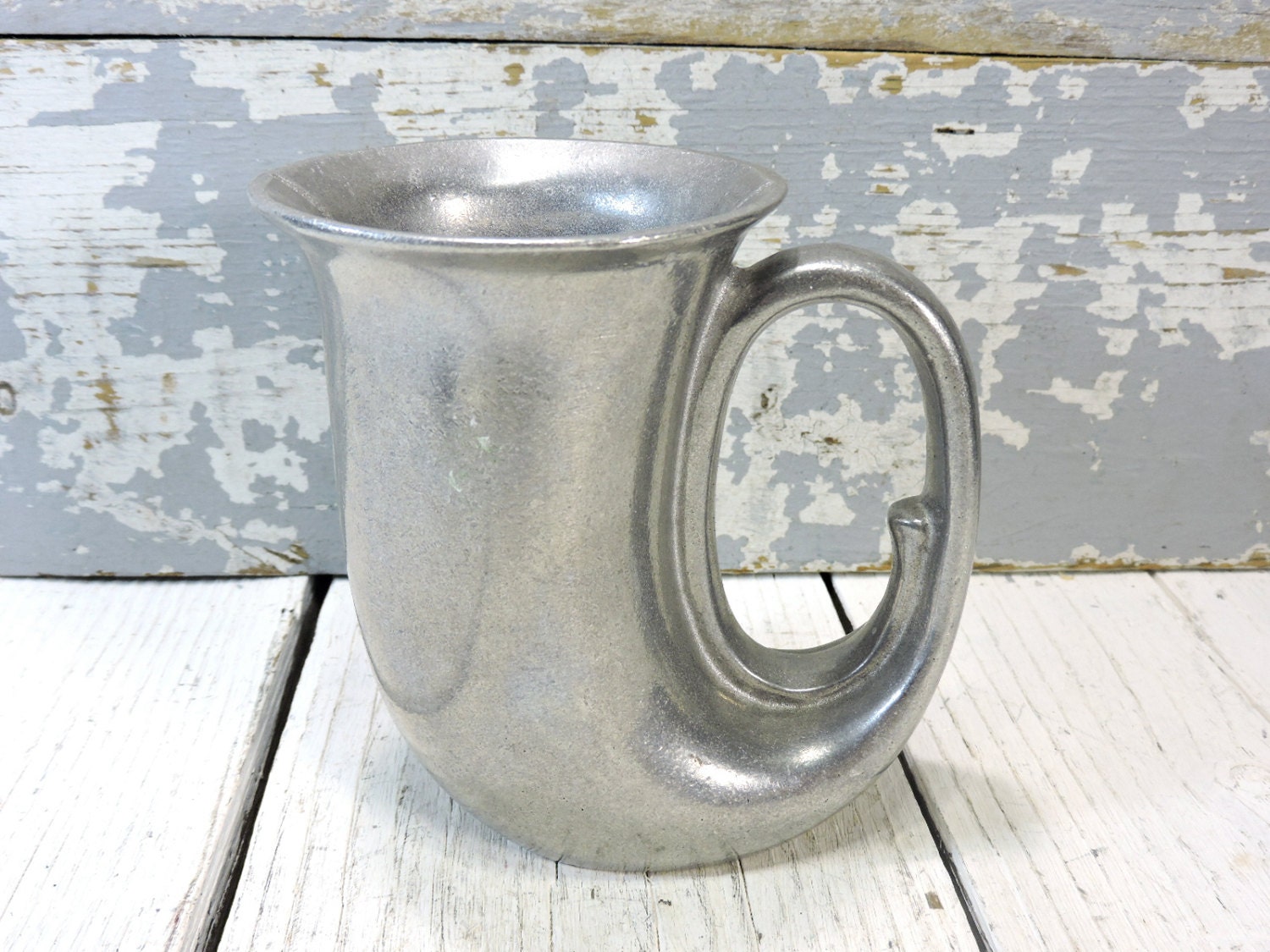 Pewter Horn Mug Stein Vintage Collectible Barware Made In USA