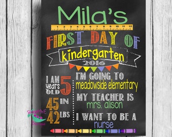 Customized 1st day of school image, my first day of school, digital download, printable, 1st grade, kindergarten, preschool, 2nd grade