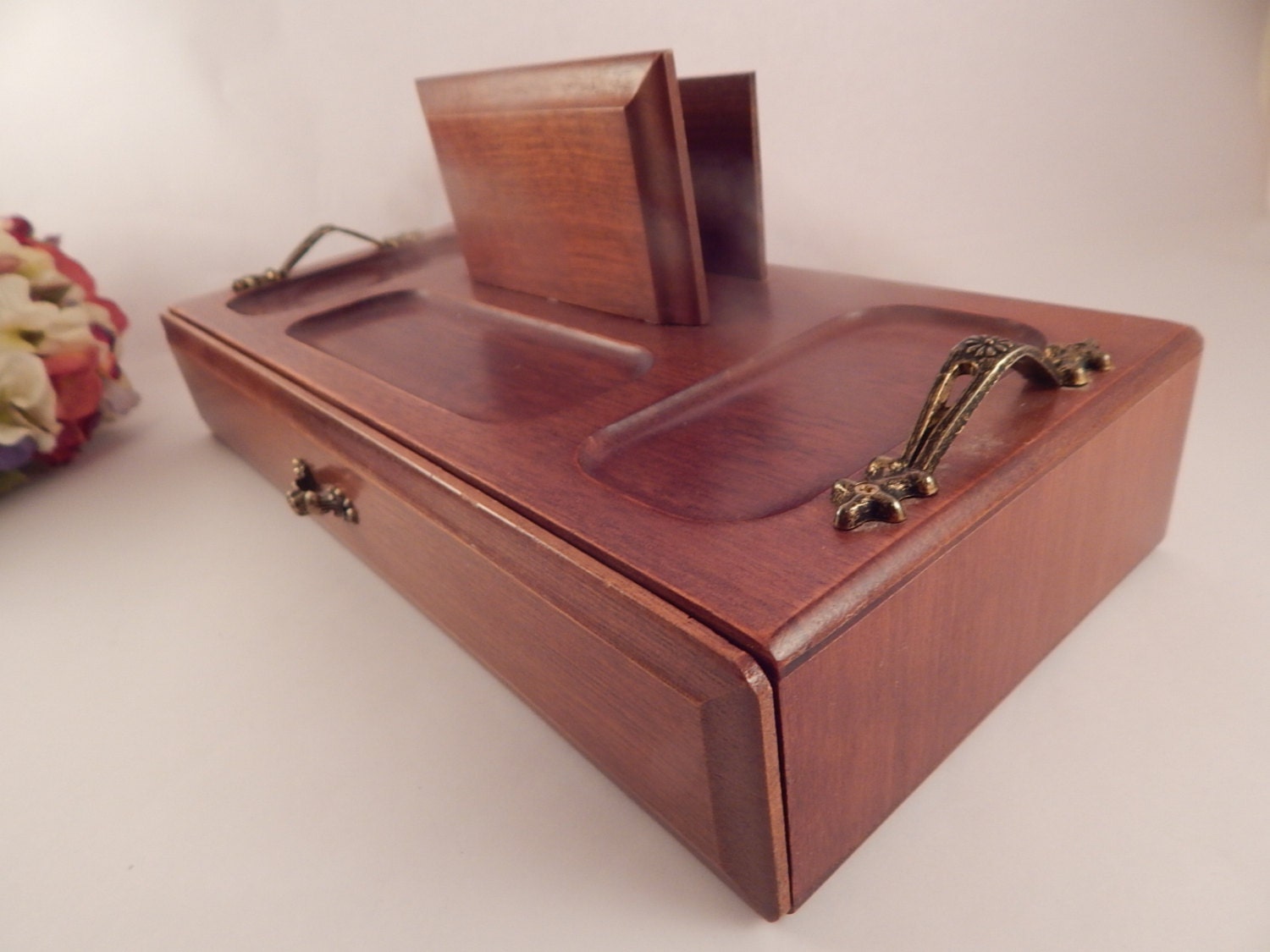 Men's Dresser Top Valet Wooden Jewelry Box by SpringJewelryThings