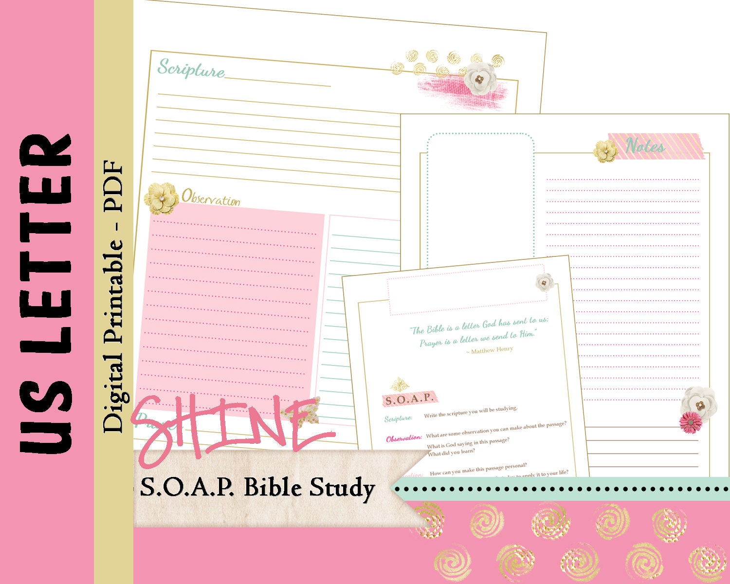 50 % Letter S O A P Bible Investigation Printable Planner Magazine photograph regarding Soap Bible Study Printable named 50 % Letter S O A P Bible Analyze Printable Planner Magazine