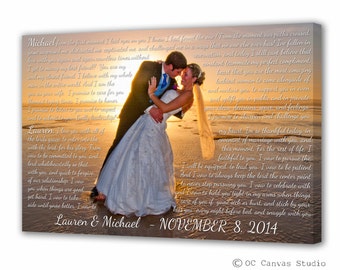Wedding First Dance Song Lyrics - Photo on Canvas - Song Lyrics Art - 1st Anniversary Gift - Canvas Print - Anniversary Gift