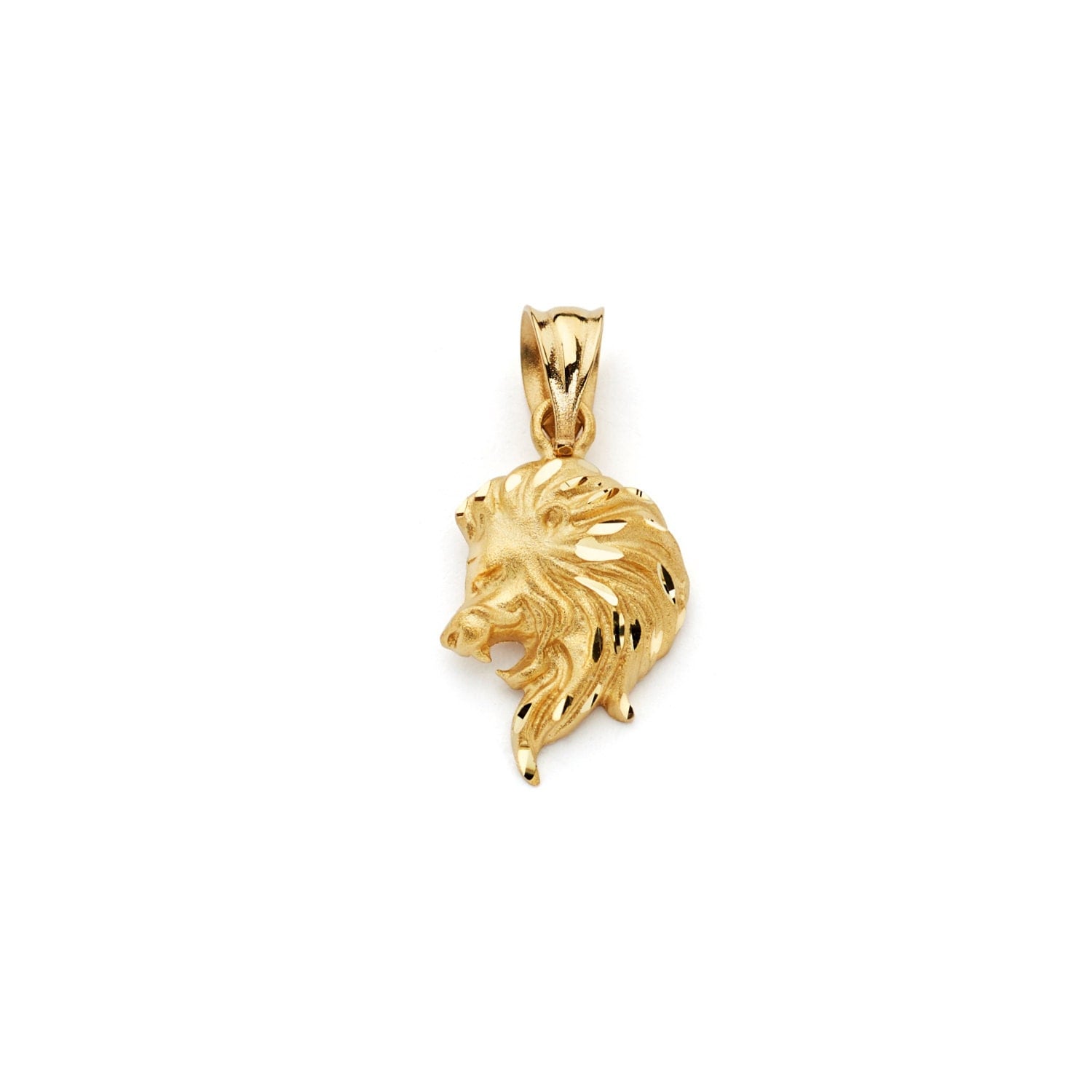 14K Yellow Gold Lion Head Pendant Lion Pendant Lion Jewelry