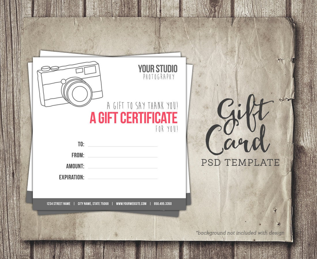 Photography Gift Card Template Digital Gift Certificate