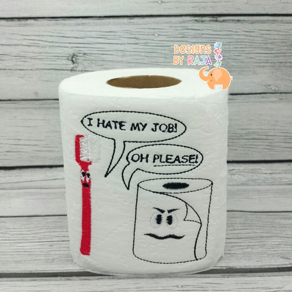 Toothbrush vs toilet paper embroidered toilet paper birthday
