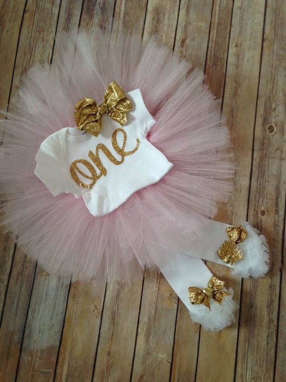 one tutu gold and pink birthday outfit