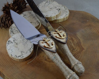Rustic Wedding Cake Server and Knife Wedding Cake Serving Set Wedding Cake Cutting Set Cake Cutter Set