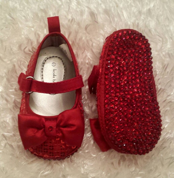 red sparkle baby shoes