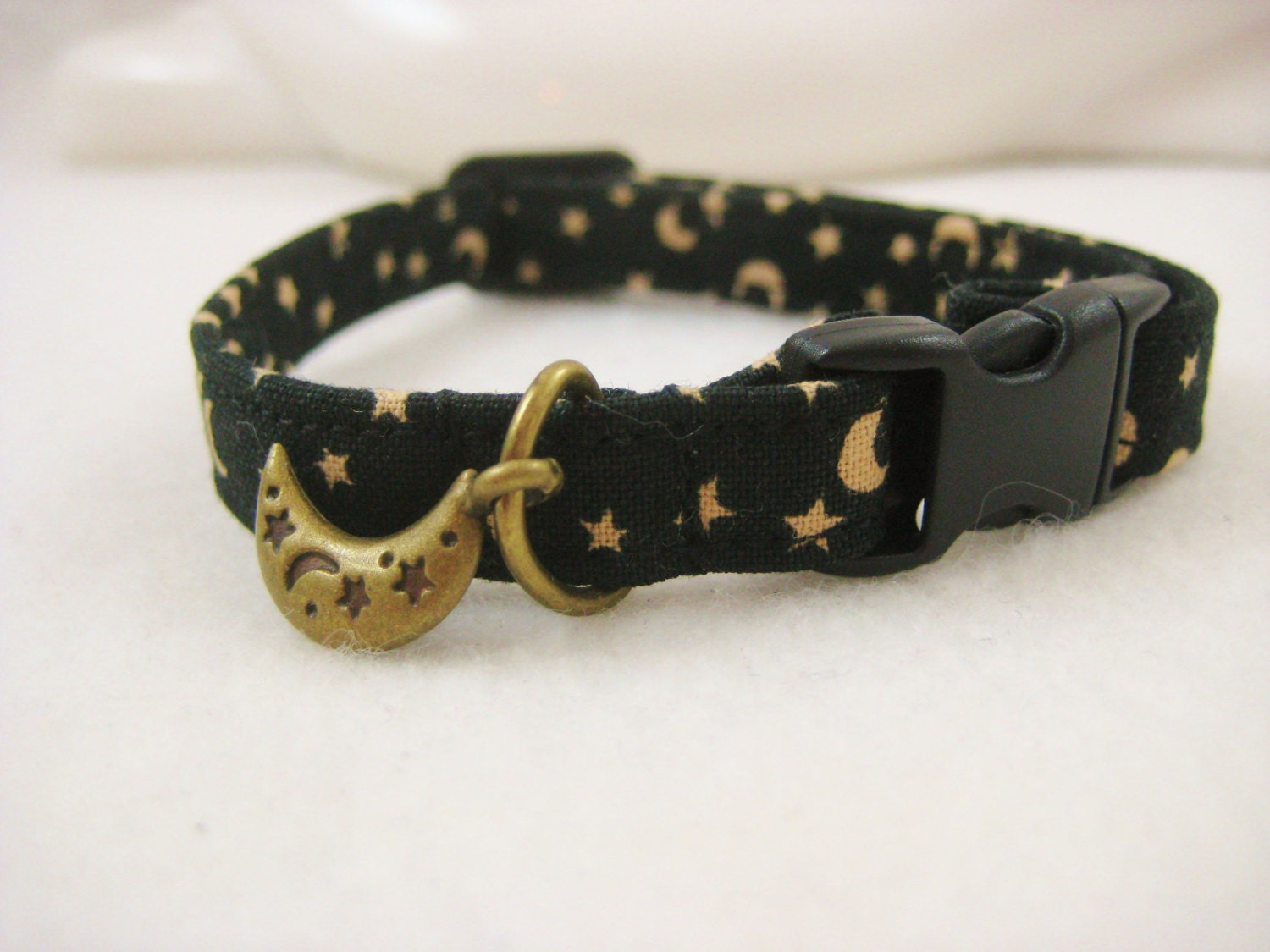 Cat Collar Black and Dark Gold Navy Denim Pink with Moon