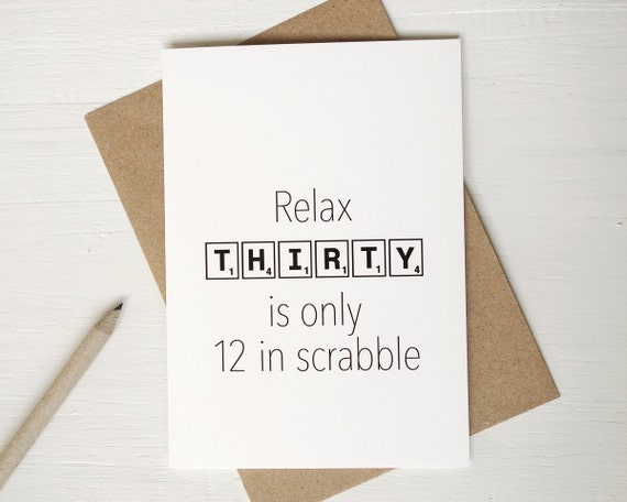 30th Birthday Card Scrabble Tiles Funny Birthday Card