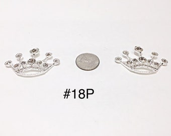 1 or 2 pc- 50 MM Large Silver Princess Crown inspired Rhinestone Pendant For Bubblegum Necklace Jewelry