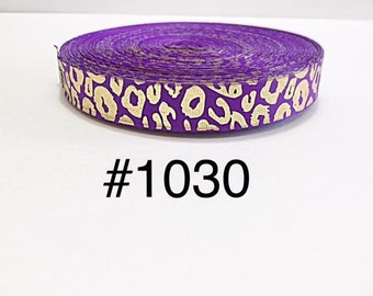 2/3/5 yard - 7/8" Gold Dot on Purple Grosgrain Ribbon Hair bow