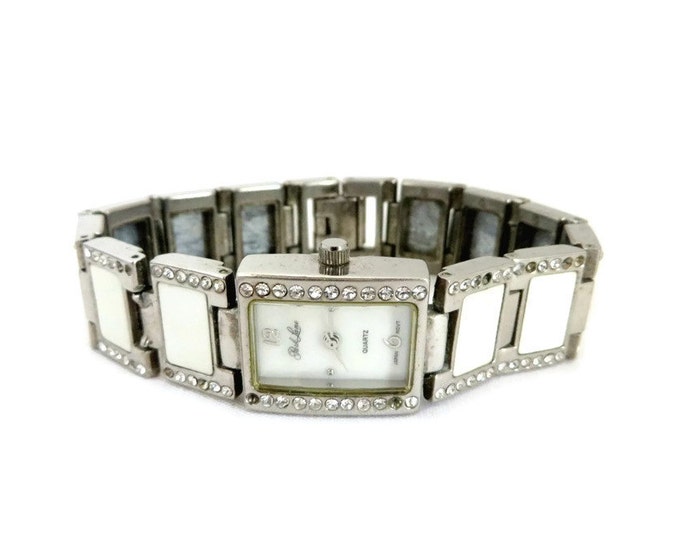 Park Lane Watch, Vintage MOP Rhinestone Watch, Silver Tone Ladies Wrist Watch