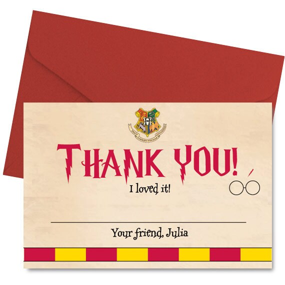 Harry Potter Thank You Note Hogwarts Thank You Note Custom