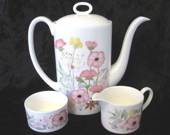 Wedgwood Coffee Pot and Creamer Set, Meadow Sweet Pattern