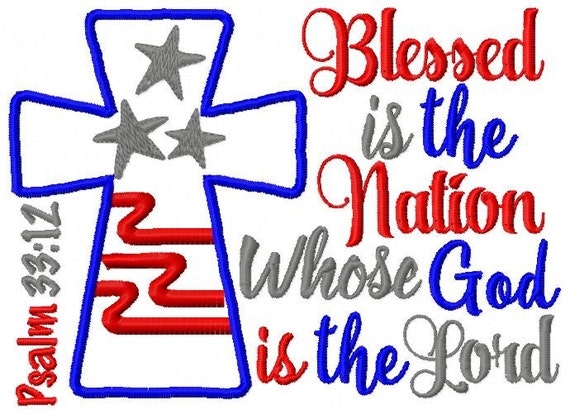 Embroidery Design: Blessed is the Nation by ChickpeaEmbroidery