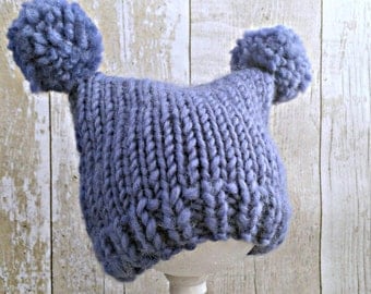 Baby Boy Hats, Knitted Baby Hat, Knit Pom Pom Hat, Baby Pom Pom Hat With Ears, Newborn Animal Hat, Newborn Boy Hat, Baby Shower Boy GIft