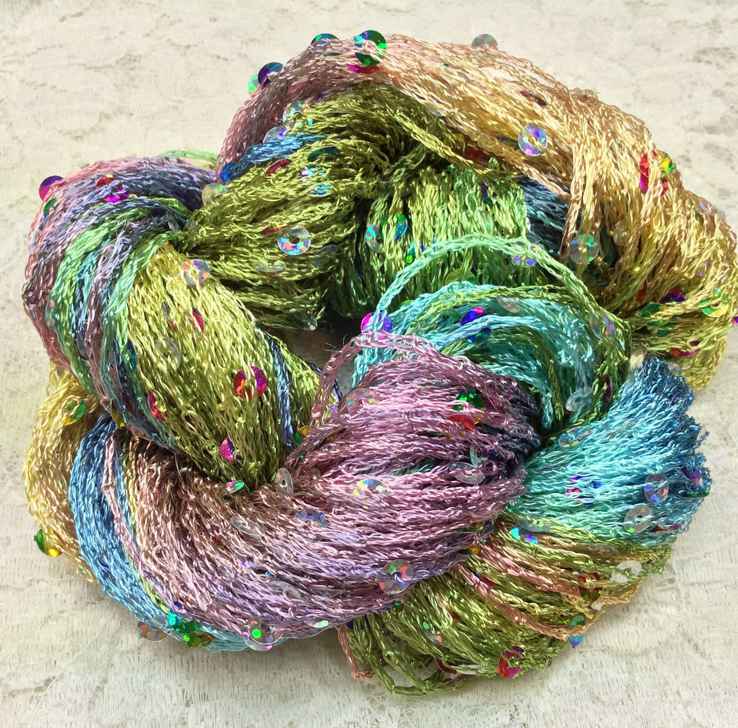 Hand dyed sequins rainbow holographic 75 yds by ...