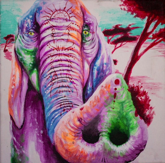 12x12 Multi-color Elephant high-quality print of original