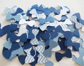 Mini Bow Tie Confetti, Little Man Party Confetti, Blue Chevron Navy Bow Tie , Birthday Party, Baby Shower, 1", Party Decoration 300 Ct.