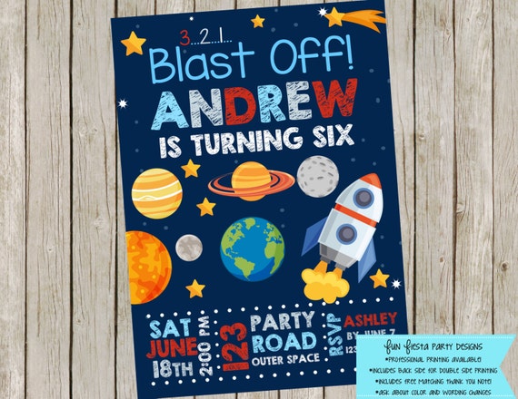 Outer Space Birthday Party Invitations 6