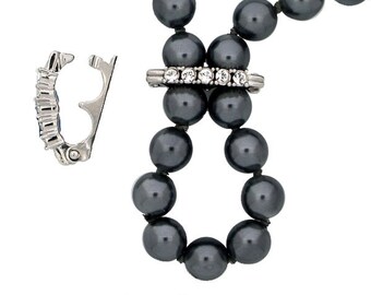 Swarovski Crystal Necklace Enhancer (Pearl Shortener) in Gold or Rhodium Finish for 7-8mm Beads, 20x3mm