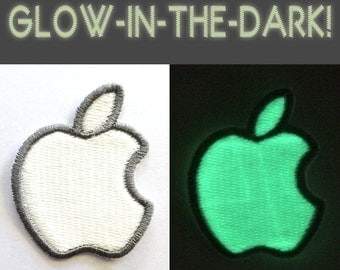 Apple Mac Computer Glow-in-the-Dark Logo, Iron-on Embroidered Patch