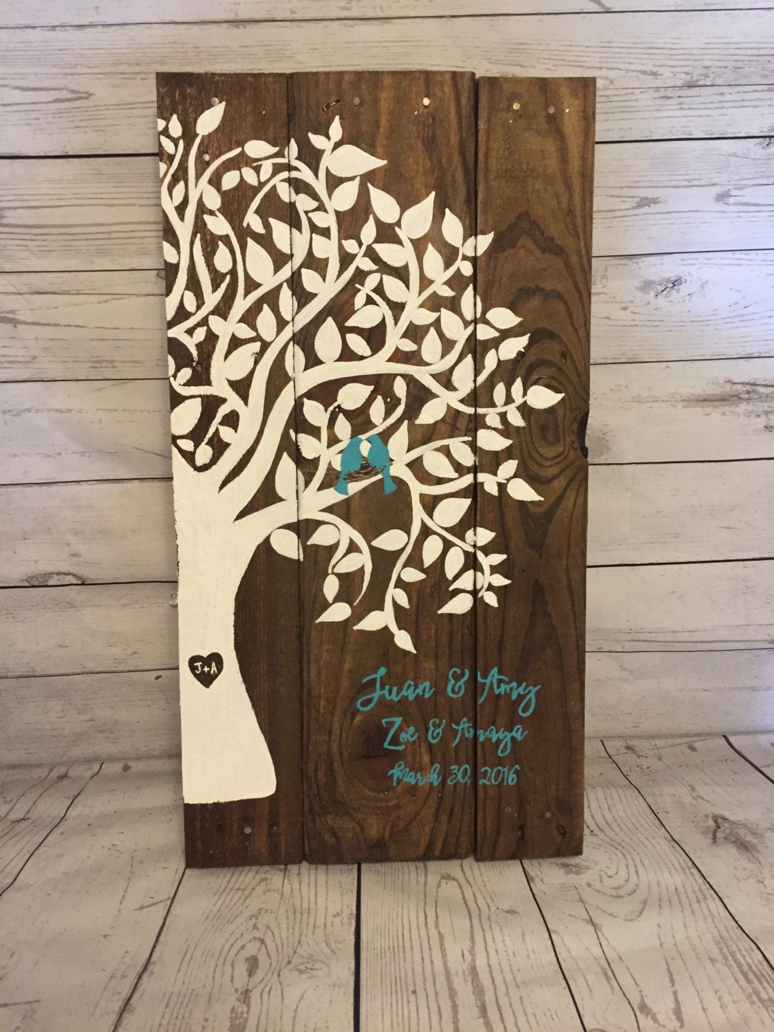 Wooden Recycled pallet Family tree sign wedding anniversary