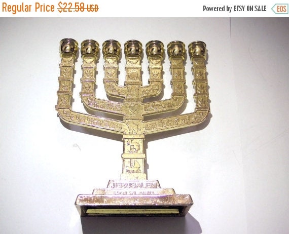 ON SALE Antique jewish menorahtemple by VintageAnd4All on Etsy
