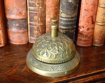 Antique French Heavy Brass Bell Desk Service Hotel