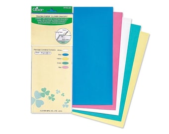 Clover Japan Chacopy Tracing Paper - Sewing Transfer paper - Carbon paper - Red, green, Blue, White, Yellow 5 Sheets 10" x 12" 30cm x 25cm