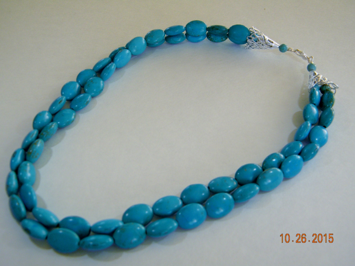 Multi strand turquoise beaded necklace.Turquoise
