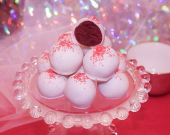 Red Velvet Cake Truffles, White Chocolate Cake Balls, Red Velvet Desserts